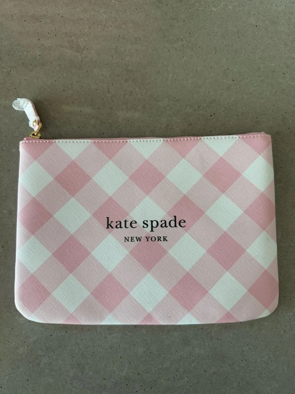 NWOT kate spade Pink Gingham Zip Pouch